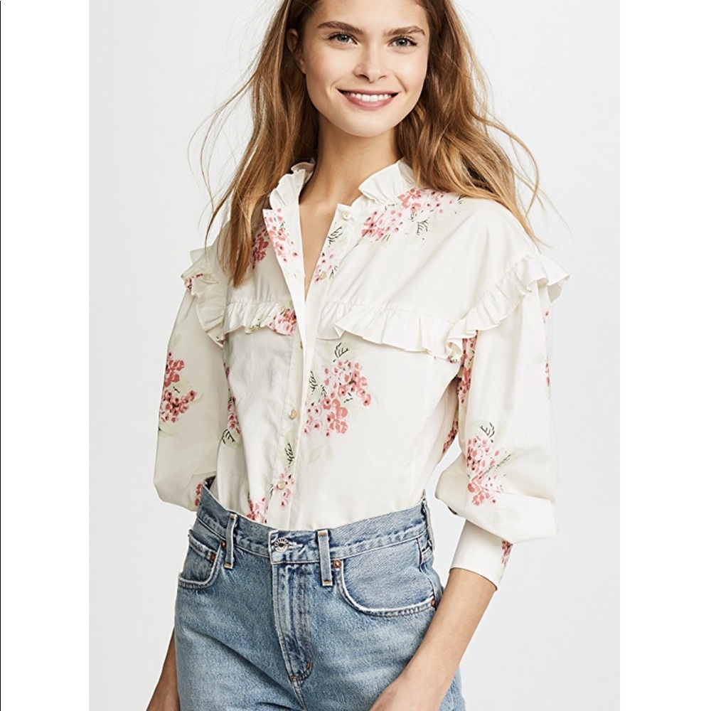 Rebecca Taylor LS Maia Ruffle Top NWT